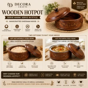 Handcrafted Wooden Hotpot with and without Steel Bowl